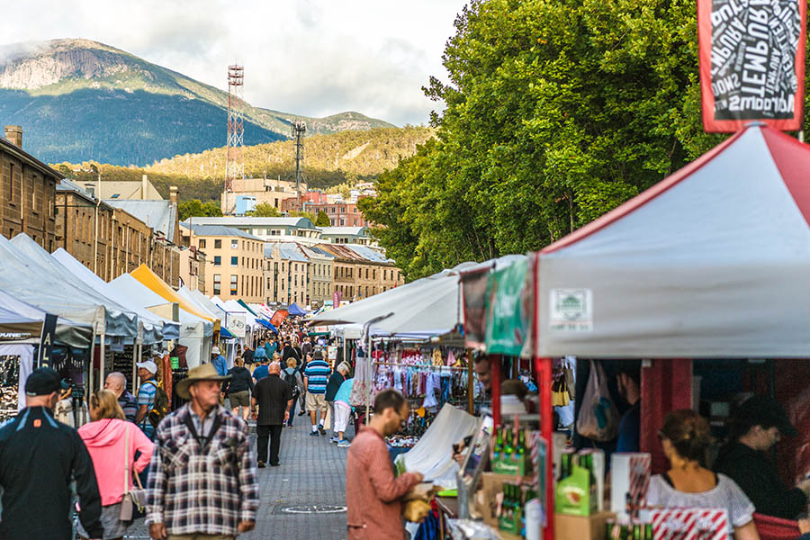 Wander around Hobart's Salamanca markets