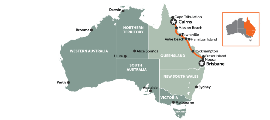 Brisbane to Cairns self-drive | map