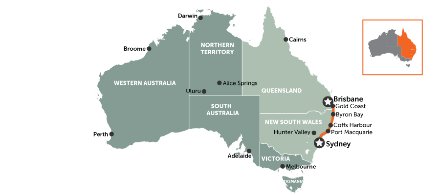 Pacific Highway: Sydney to Brisbane | map