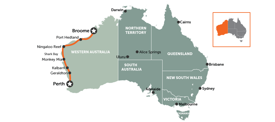 Australia Perth To Broome Selfdrive Map 