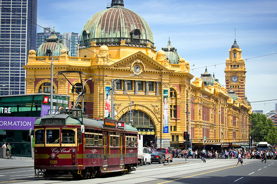 Take the tram from Melbourne's iconic Flinders Street station 