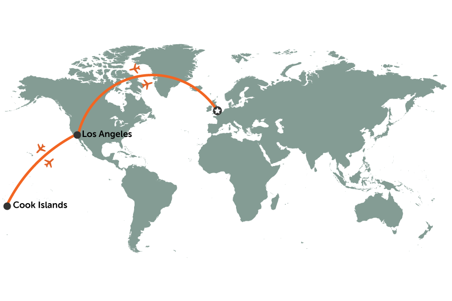 Cook Islands holiday with LA stopover | map