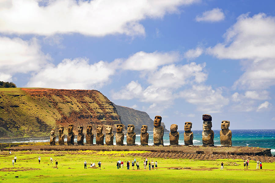 Visit Ahu Tongariki - the largest platform on the island
