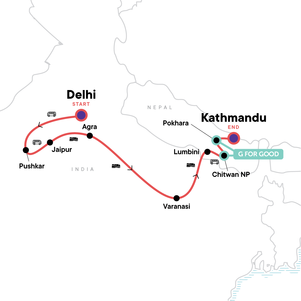 map_delhitokathmanduriverwalksepicwildlife