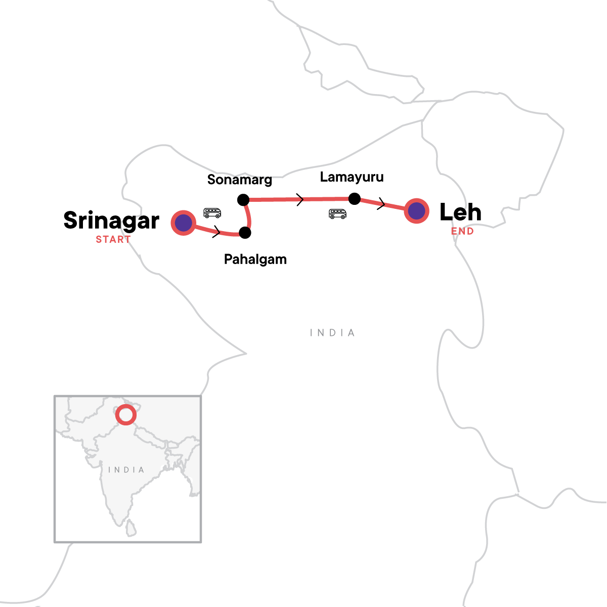 map_kashmirtoladakhhouseboatshimalayanroads
