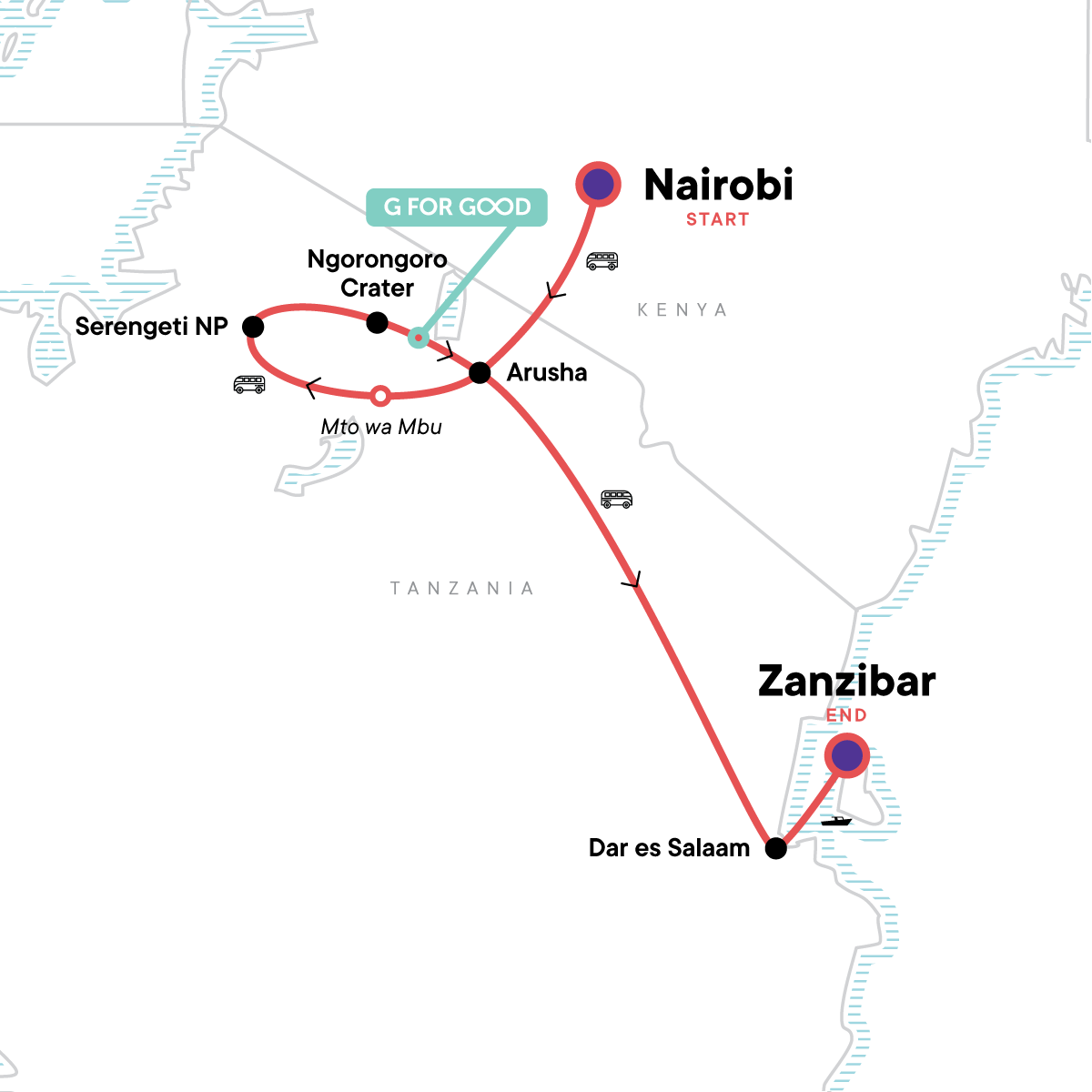 map_kenyaandtanzaniaoverlandsafari