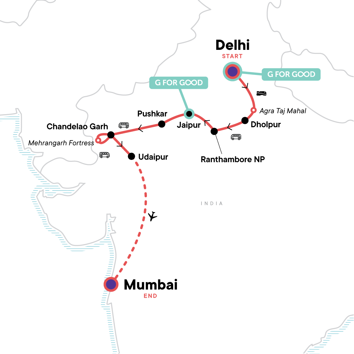 map_northernindiariversidesafarisancientfortressesthetajmahal