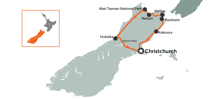 South Island: Christchurch North Loop | map